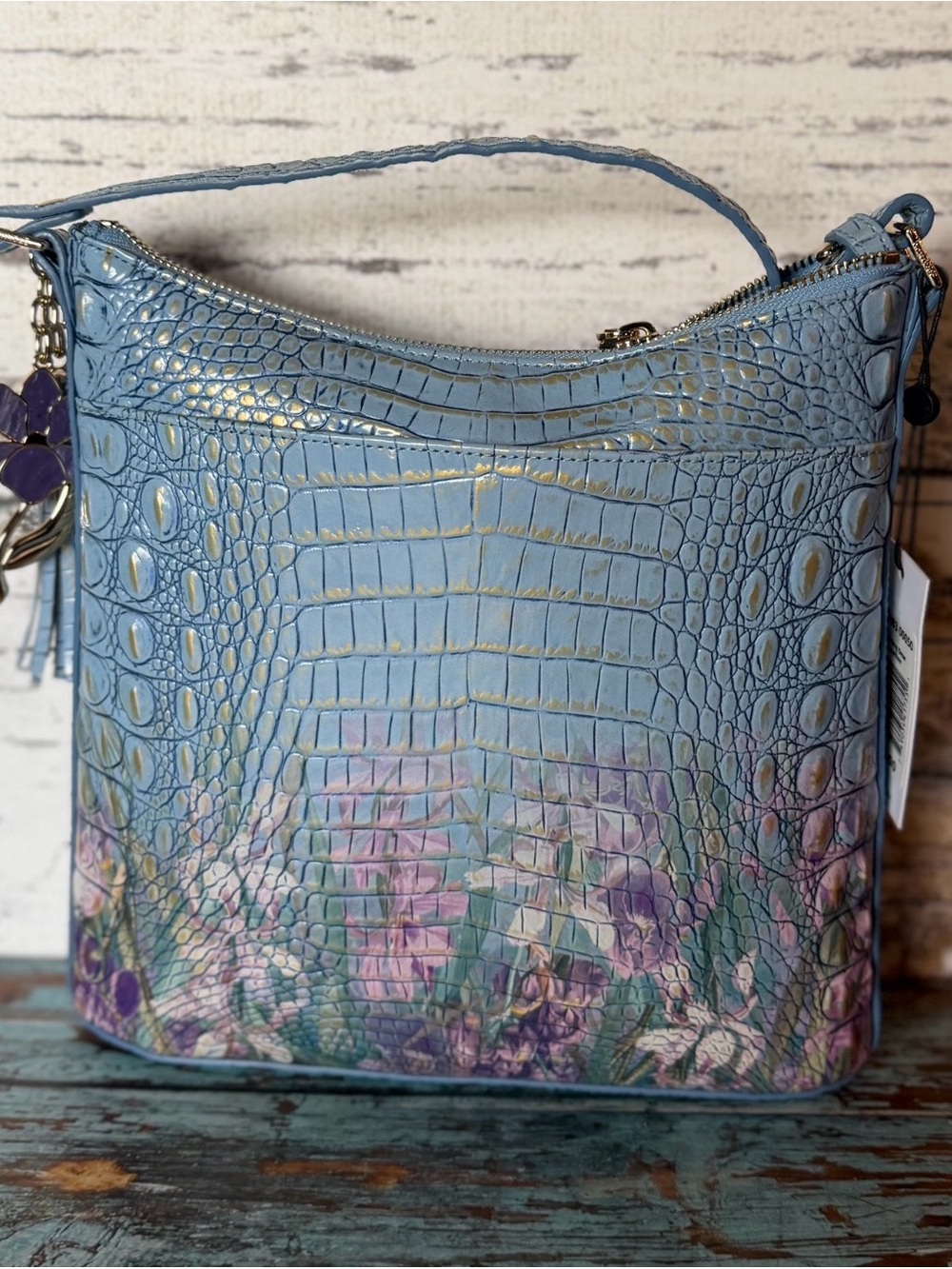 Brahmin Katie Crossbody in Multi Morning Dew NWT Flowers Blue Floral - Picture 8 of 8